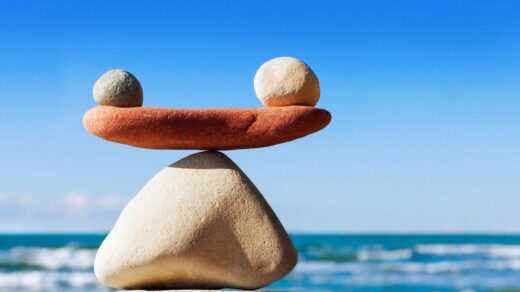 Balance stones against a backdrop of sea and sky